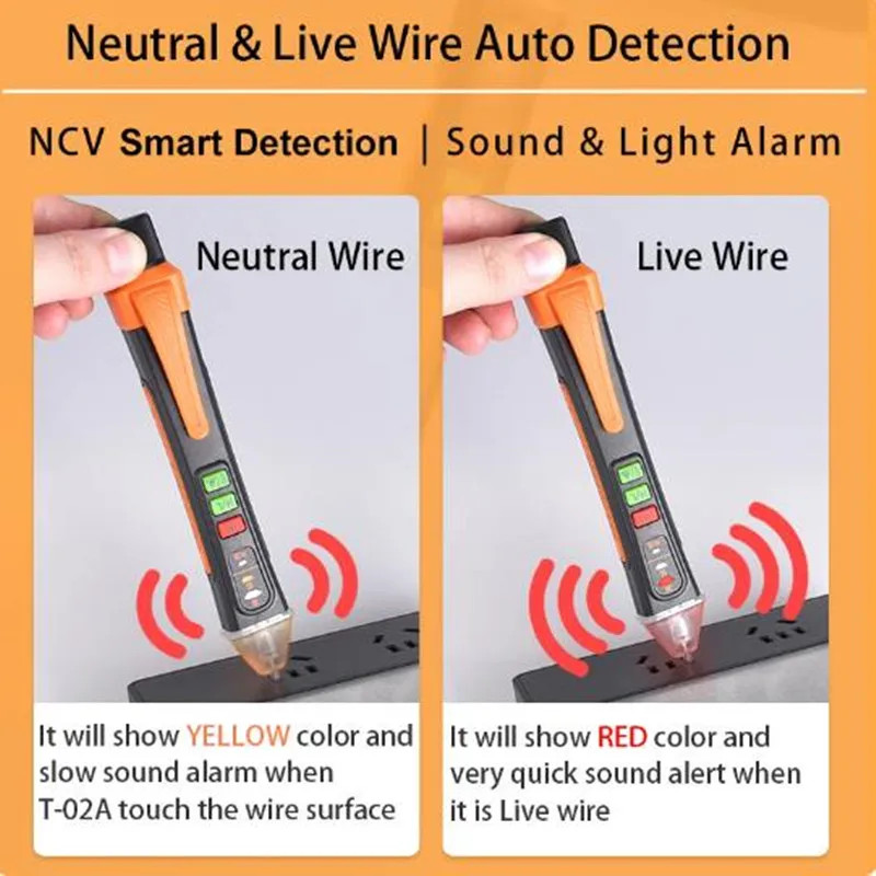 T-02A Non-Contact Voltage Detector Electrical Tools Voltage Indicator Tester Pen