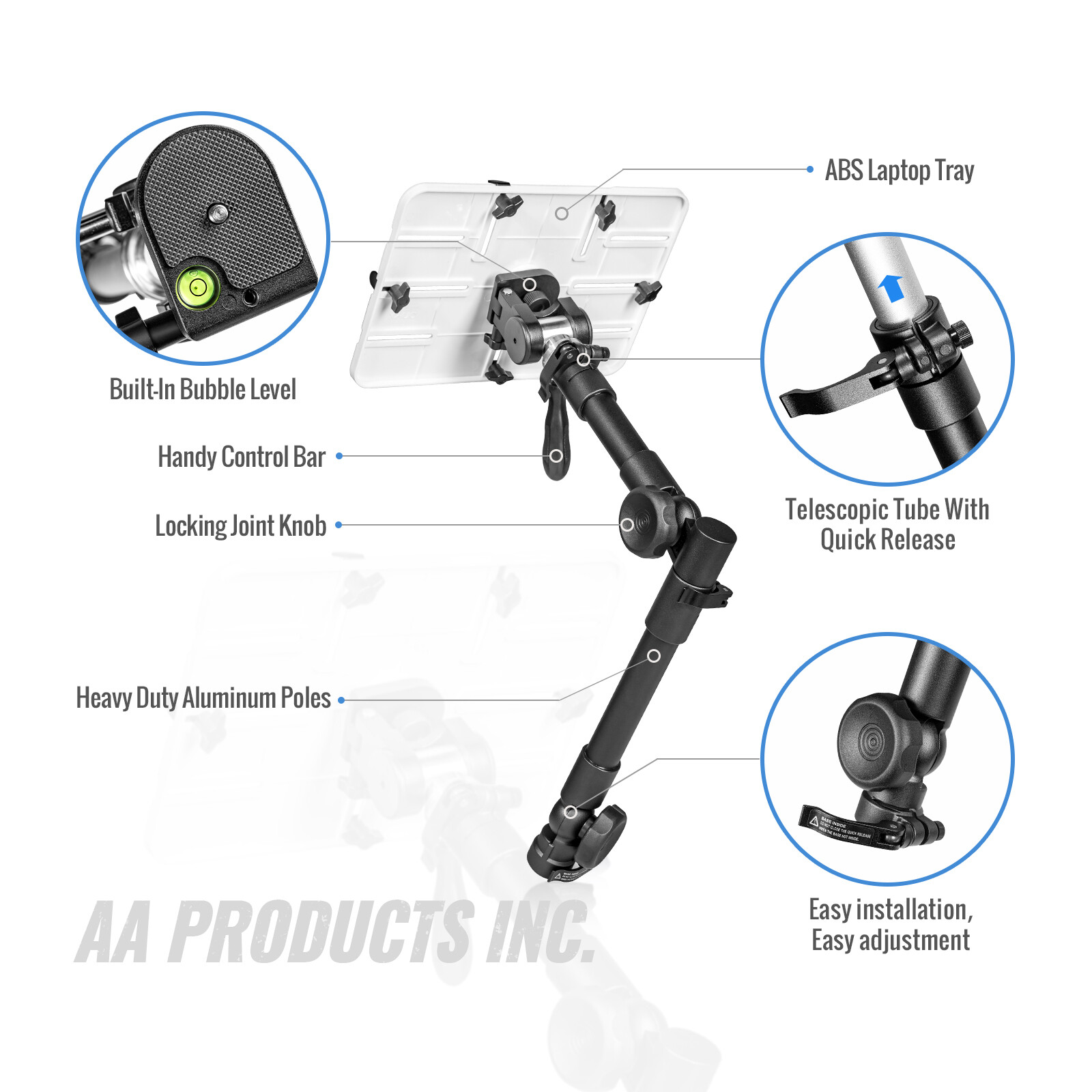 AA Products Car Auto Truck Van Laptop Stand Mount | Fits 10" -13" Screen Sizes