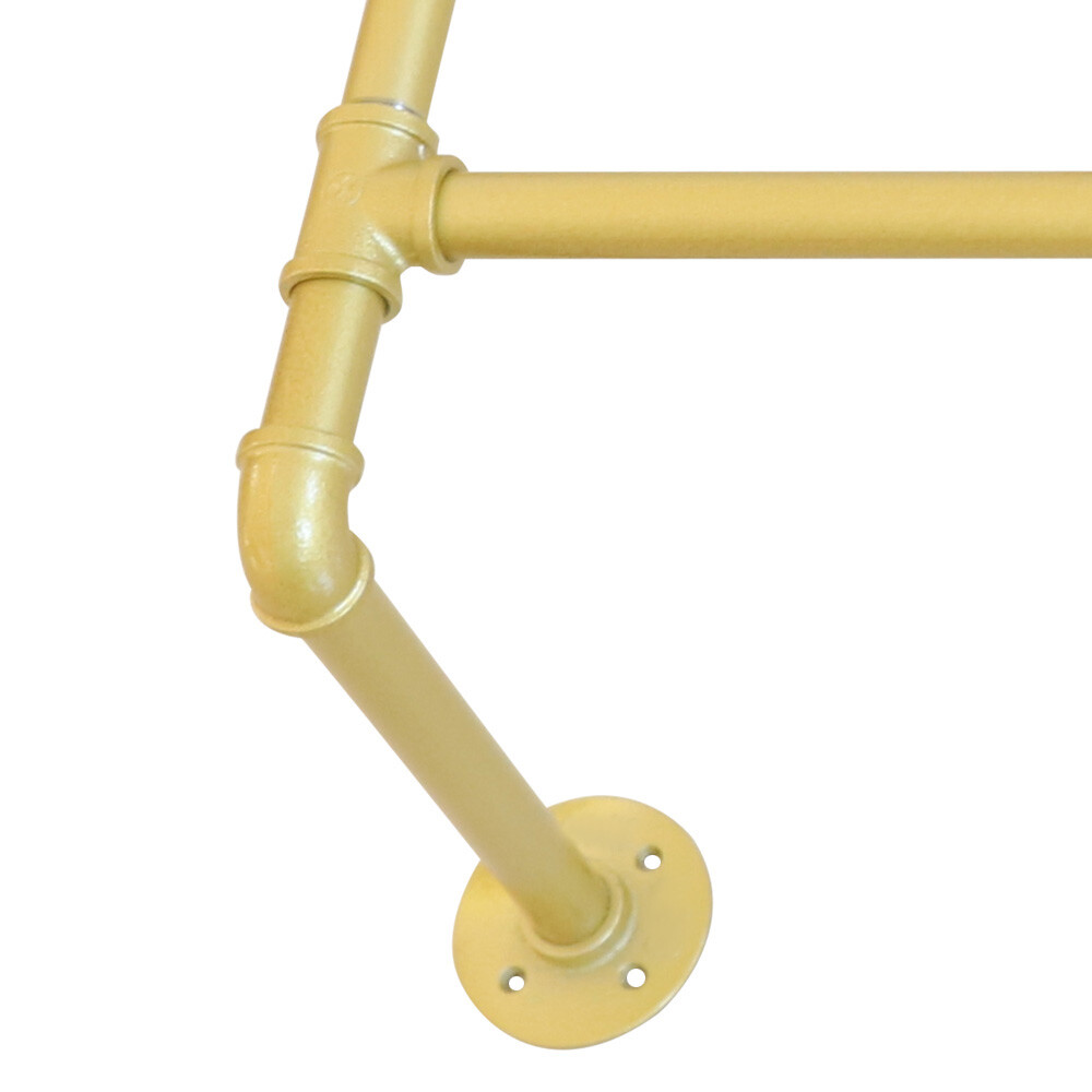 Gold Industrial Pipe Clothes Rack Wall Mounted Clothing Rack Wall-mounted