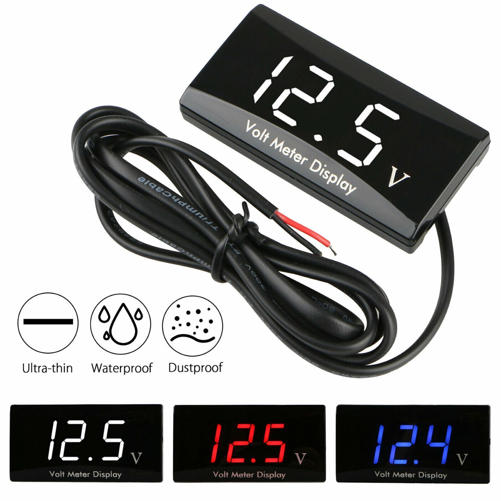12V Digital LED Display Voltmeter Gauge Panel Meter for Car Motorcycle