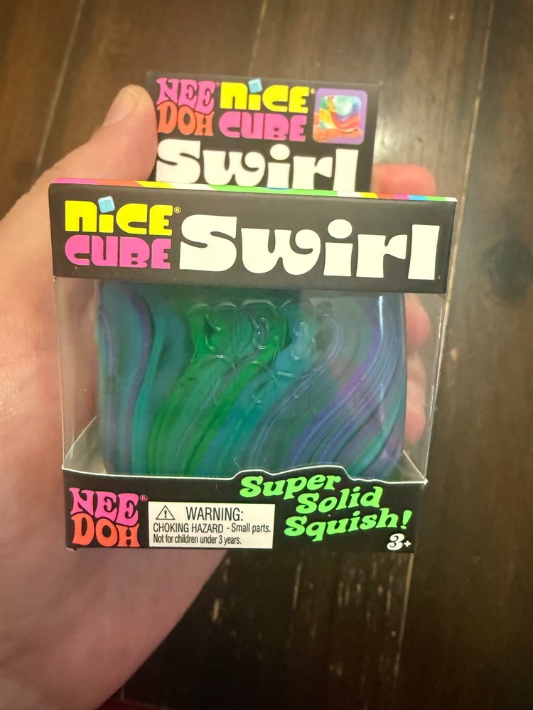 BLUE GREEN Schylling NeeDoh Nice Cube Swirl. Super Solid Squish AUTHENTIC