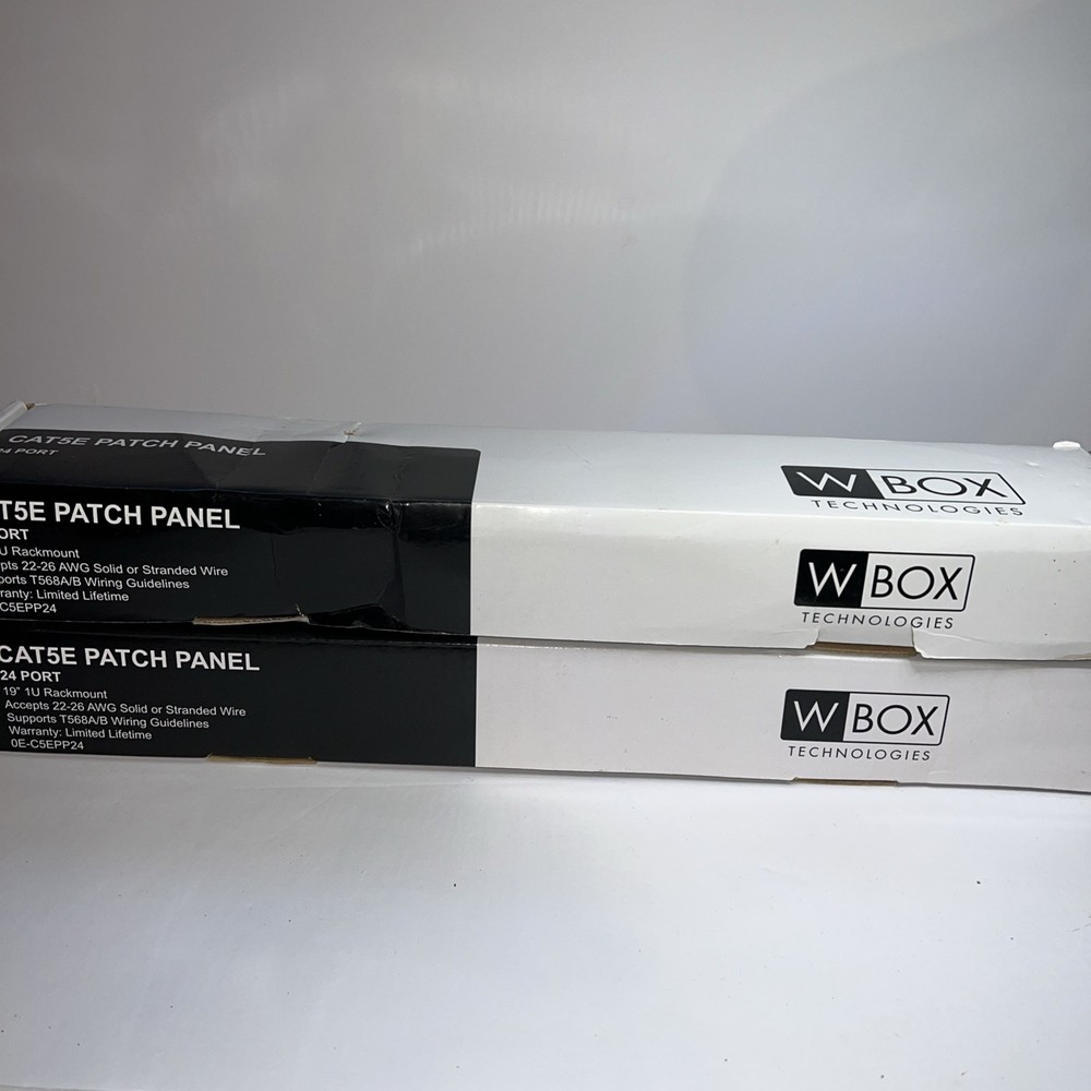 2 WBOX Technologies CAT5E Patch Panel 24 Port 19" Rackmount Open Box