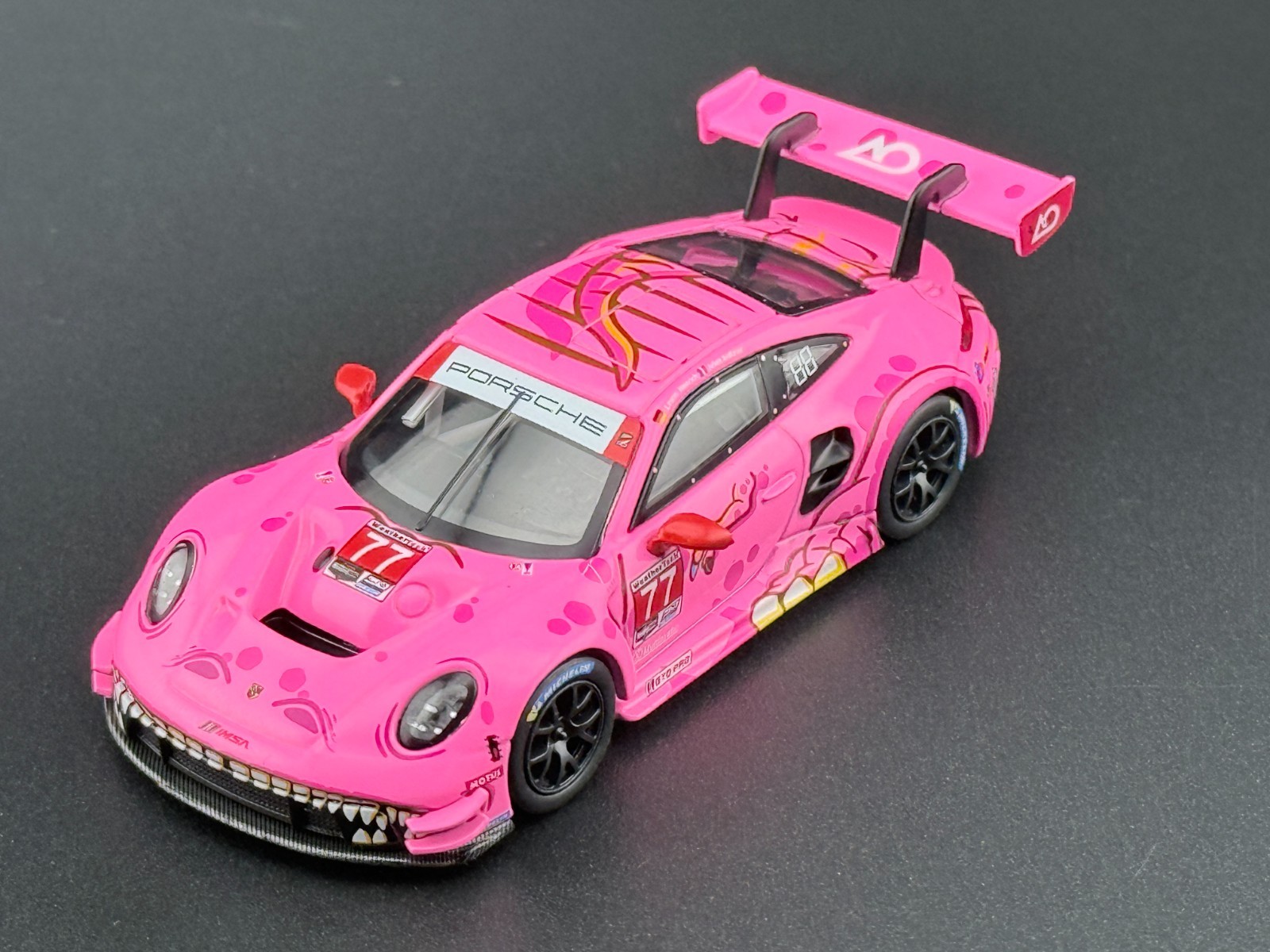 Mini GT Porsche 911 GT3 R #77 AO Racing ROXY 2024 IMSA Road America #1052 1/64