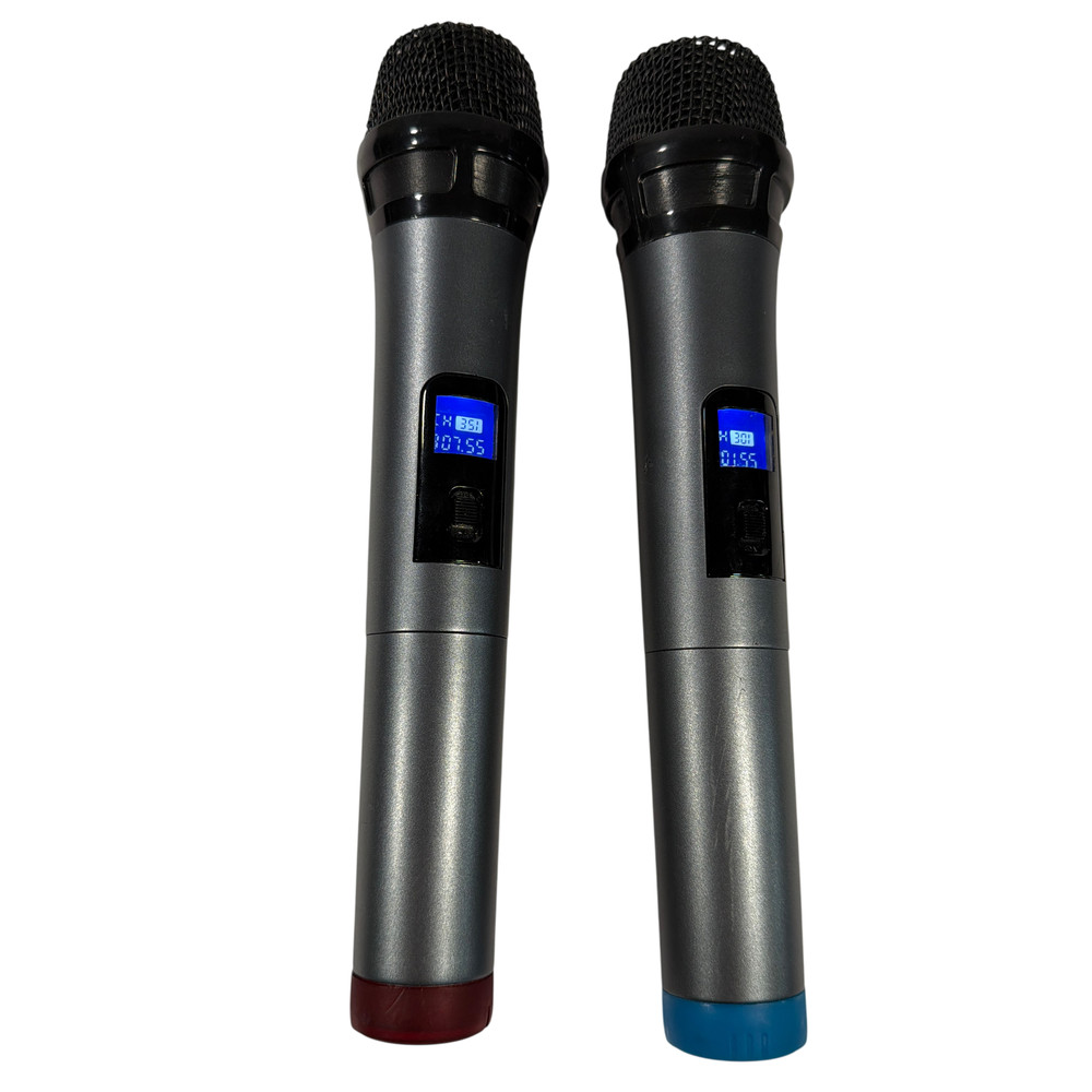 Pair of 900MHz Wireless Handheld Microphones Fixed Frequency 901.55 & 907.55 MHz