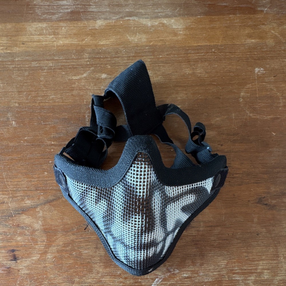 Black Mesh Skull Face Mask Airsoft Protective with Adjustable Straps