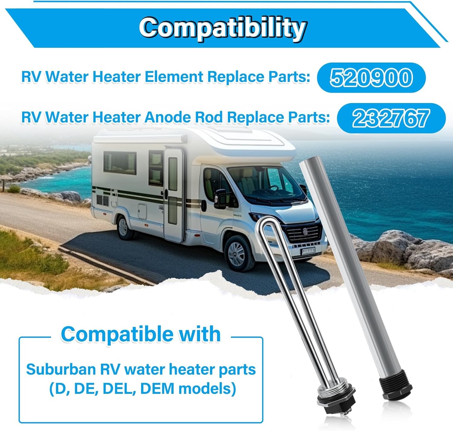 RV Water Heater Elements Kit Compatible with Suburban Tanks
