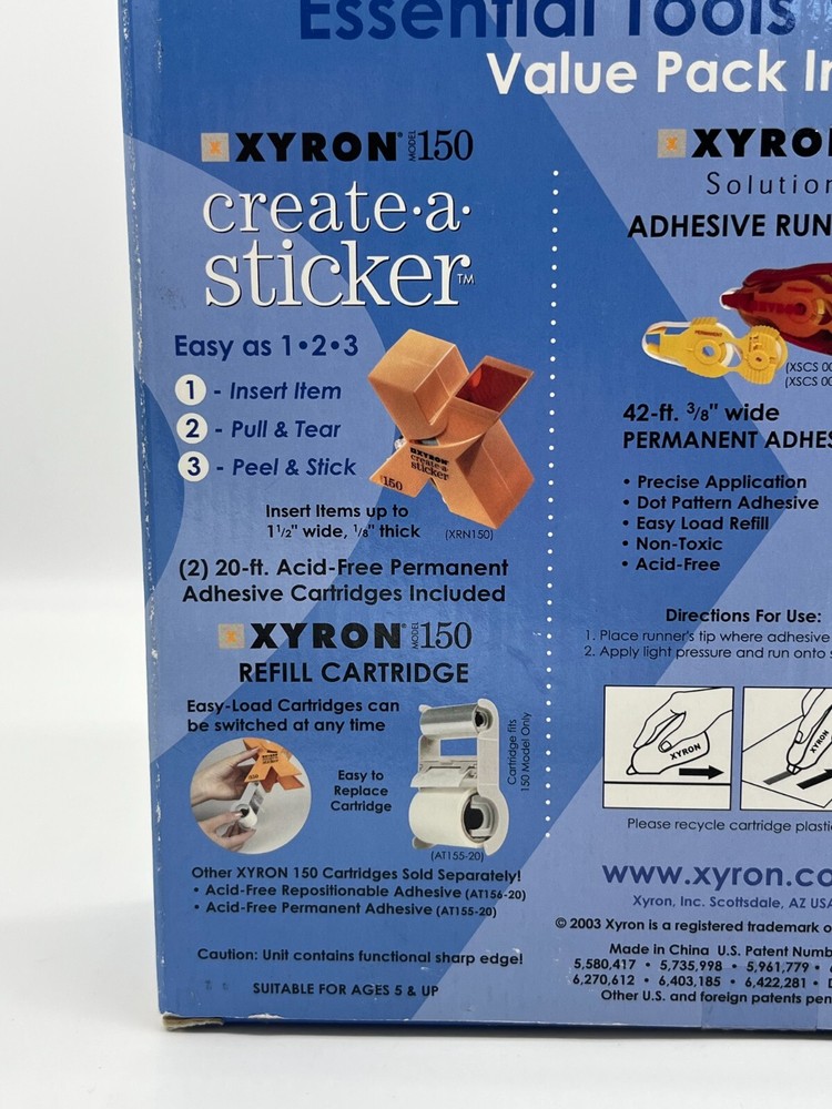 VTG NOS XYRON Create a Sticker Model 150 Essential Tools Value Pack Circa 2003!