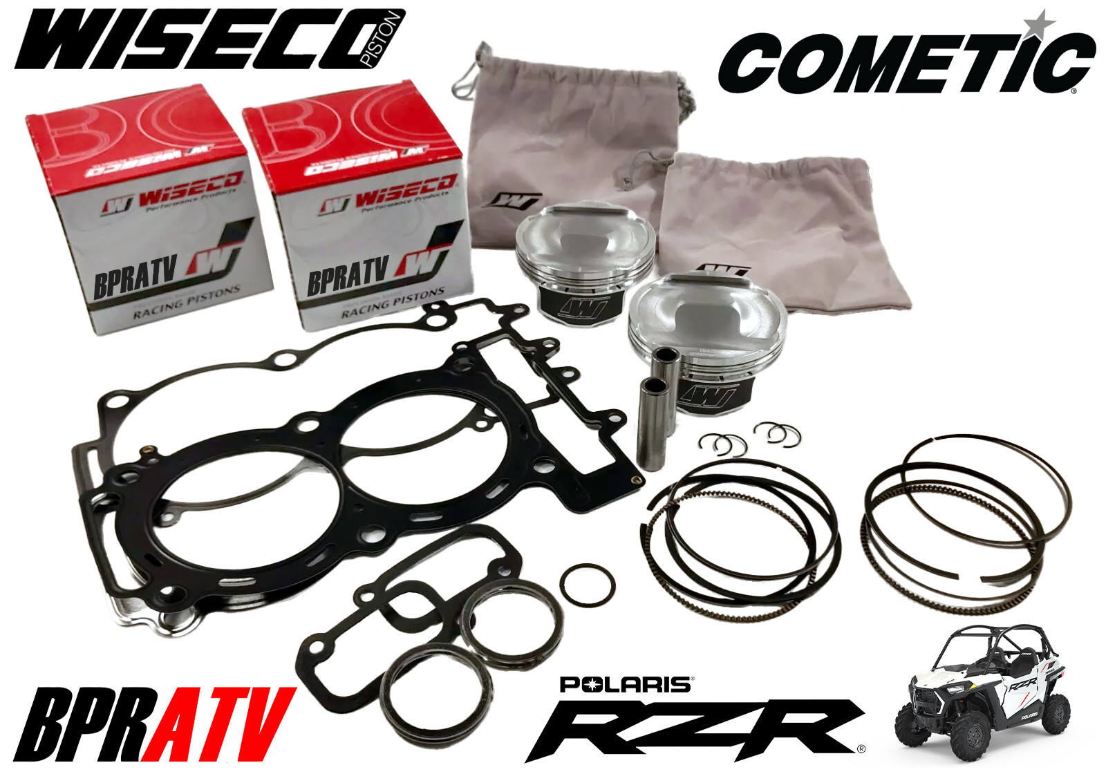 Polaris 2011-2014 RZR 900 XP 4 900 Top End Rebuild Kit Cylinder & Wiseco Pistons