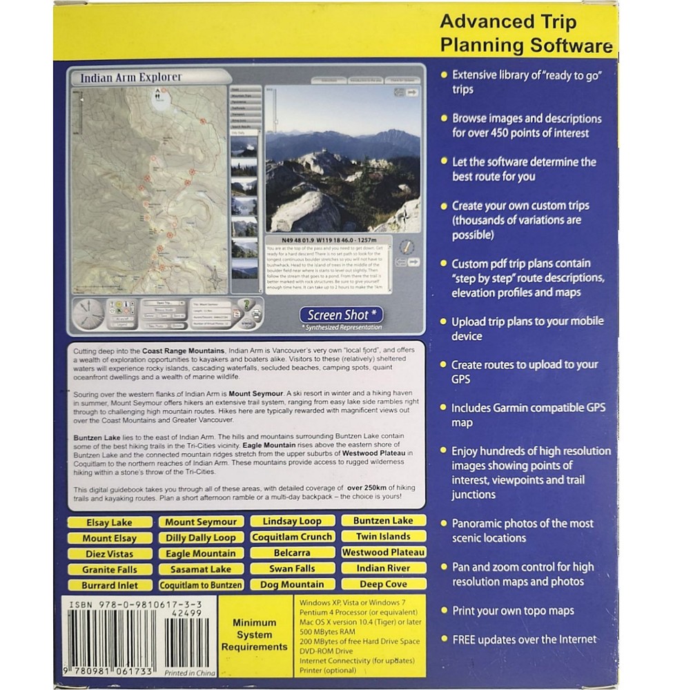 Indian Arm Explorer: Advanced Trip Planning Software DVD-ROM, Guide, Trail Map