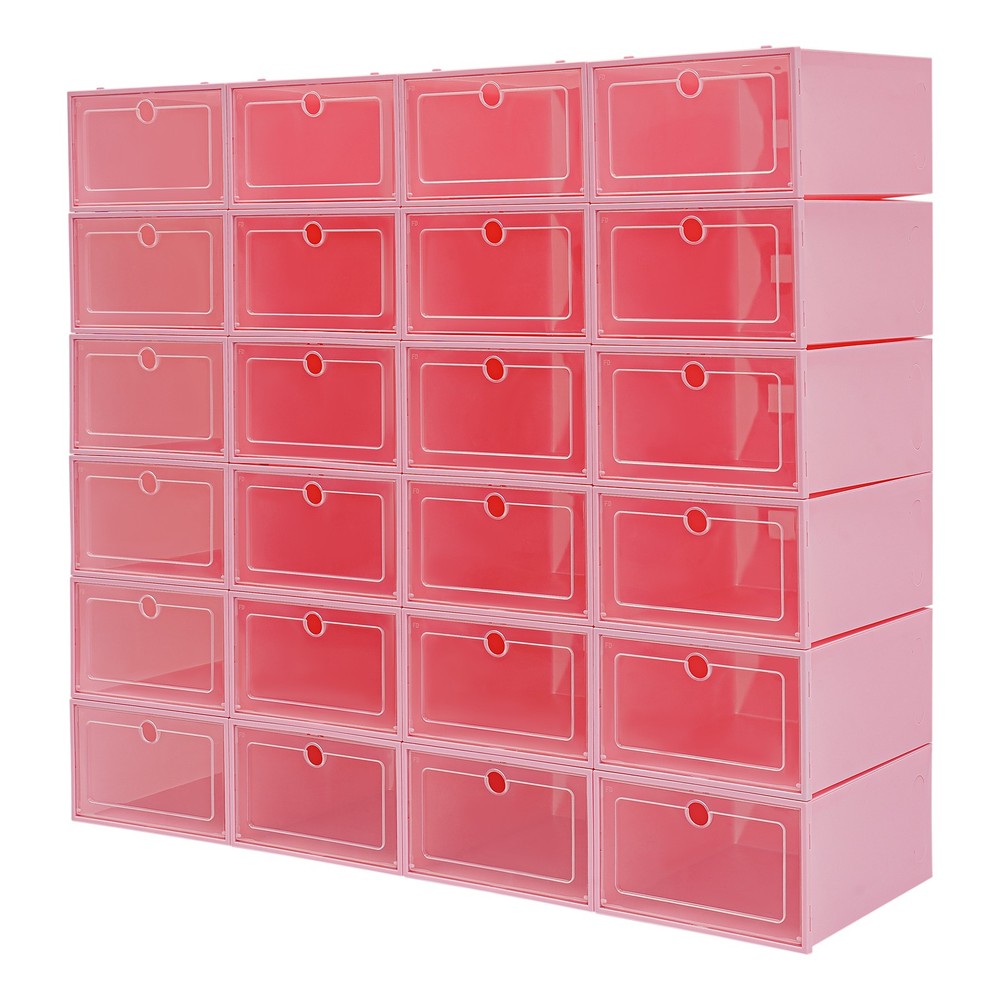 24 Pack Shoe Storage Boxes With Clear Flip Lid, Stackable Shoe Storage Organizer