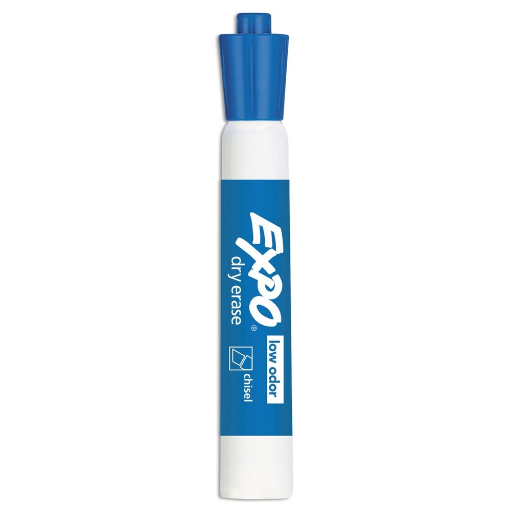 Low Odor Dry Erase Markers Chisel Tip Blue 12 Count