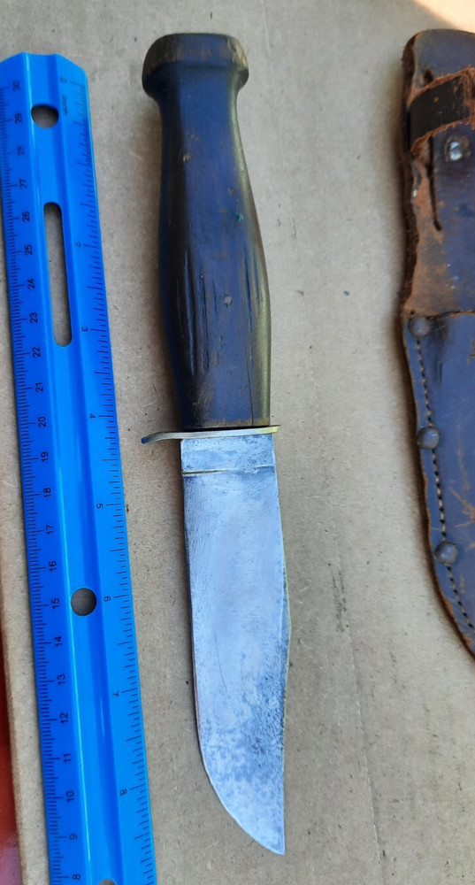 WW2 Olean NY Fighting Combat Knife W/ Leather Sheath