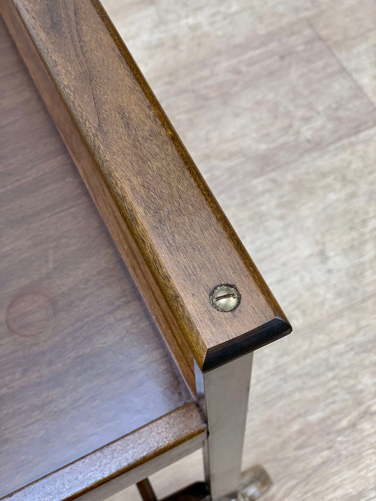 Mid-Century Modern Walnut Liquor Bar Cart Server