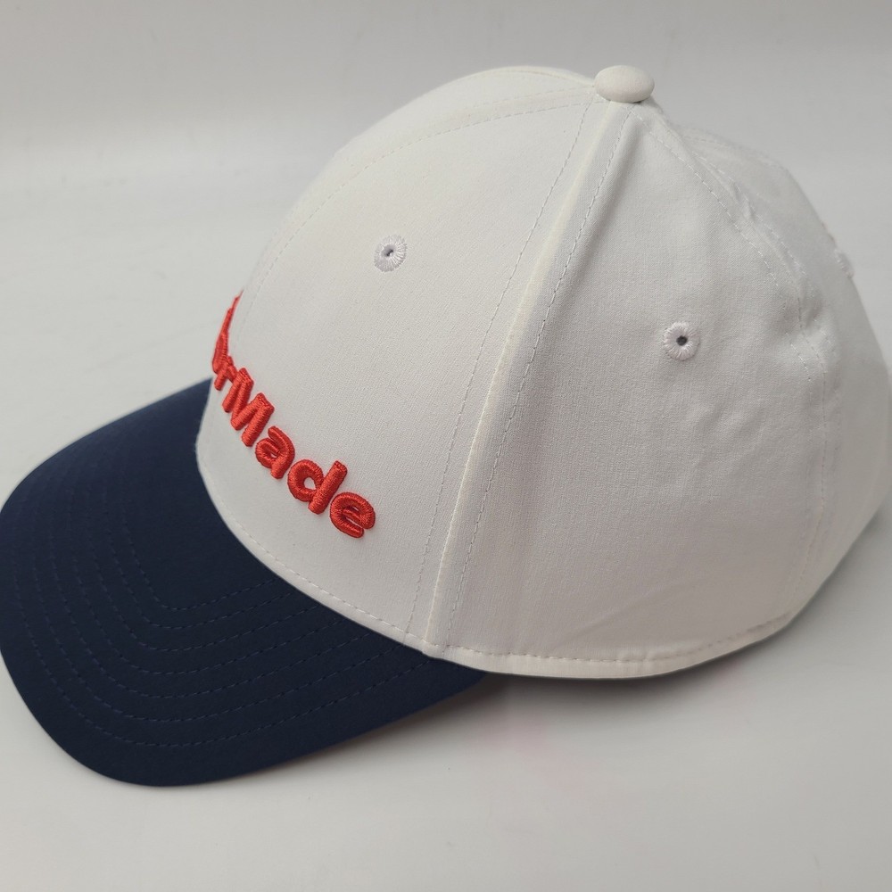TaylorMade Hat Adjustable White Blue Red Golf Performance Polyester Casual Men