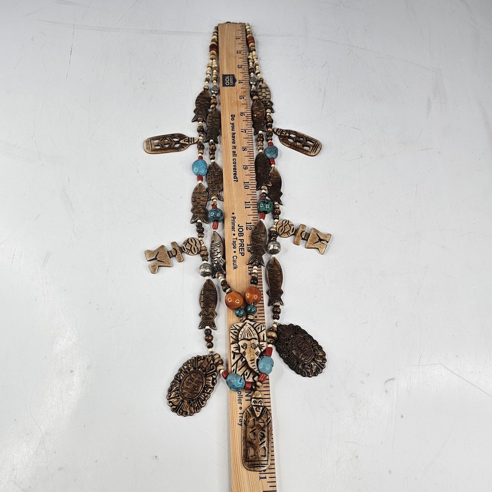 Chunky India Multi Media 2 Strand Statement Necklace