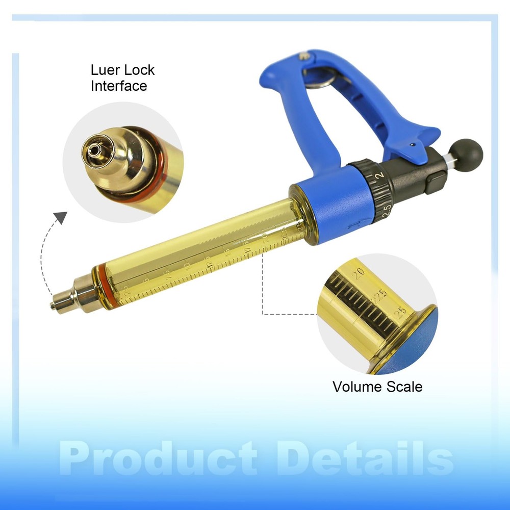 RANCH CHOICE 25ML Semi Automatic Livestock Syringe with 3 Colored Piston Knobs A
