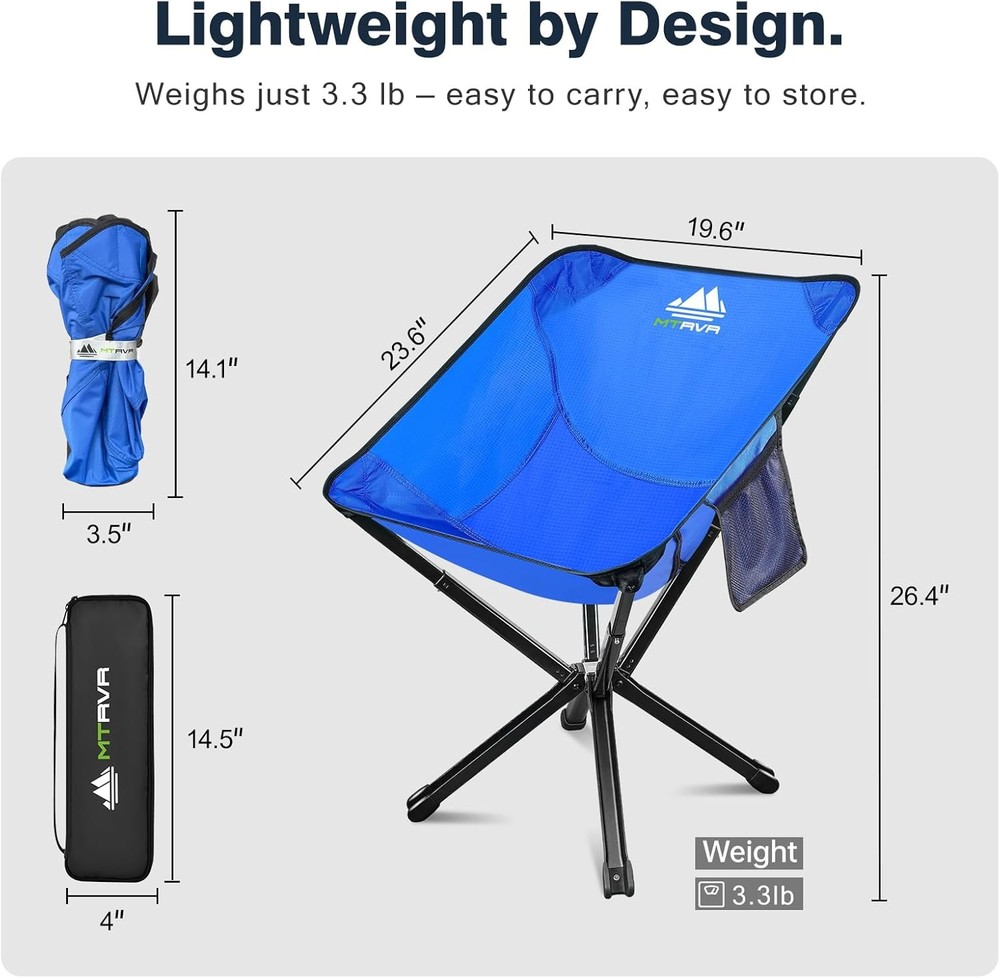 Folding Camping Chair Compact Beach Quick Setup Stable