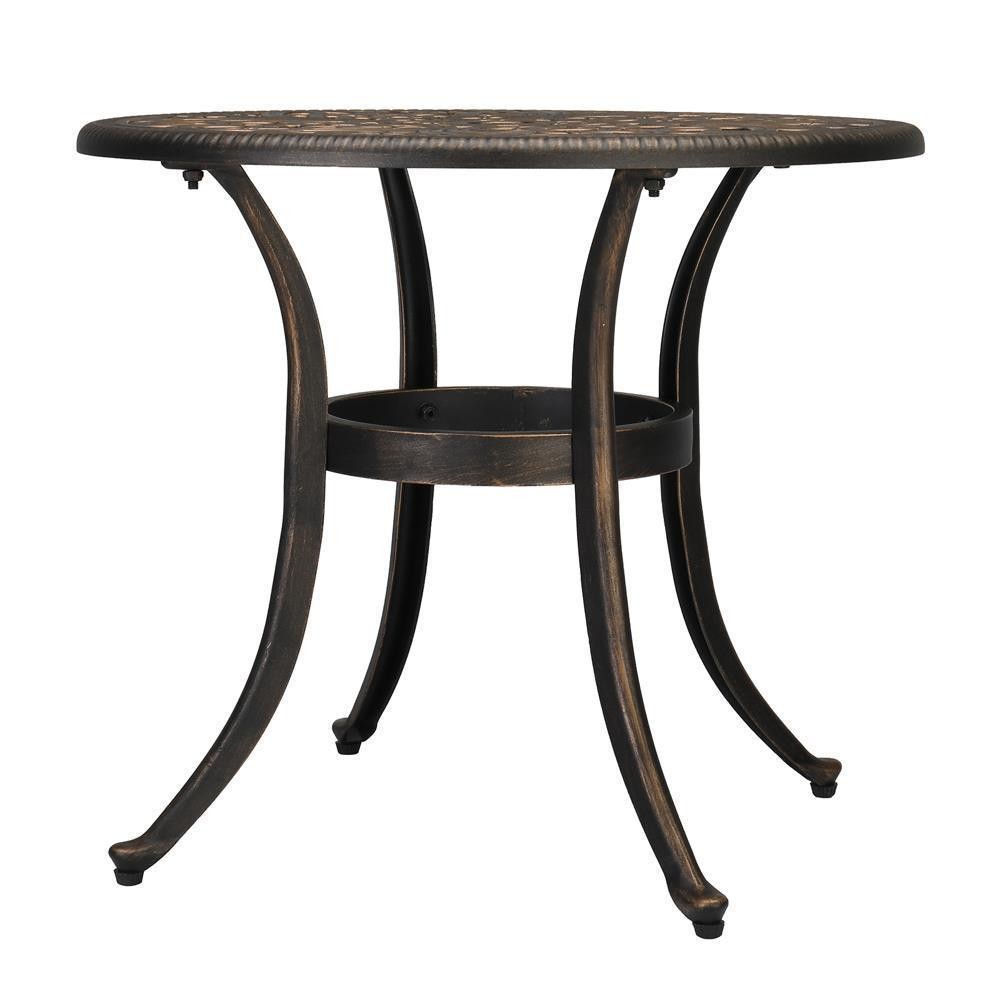 Patio Bistro Table with Umbrella Hole, Cast Aluminum Dining Table for Outdoor