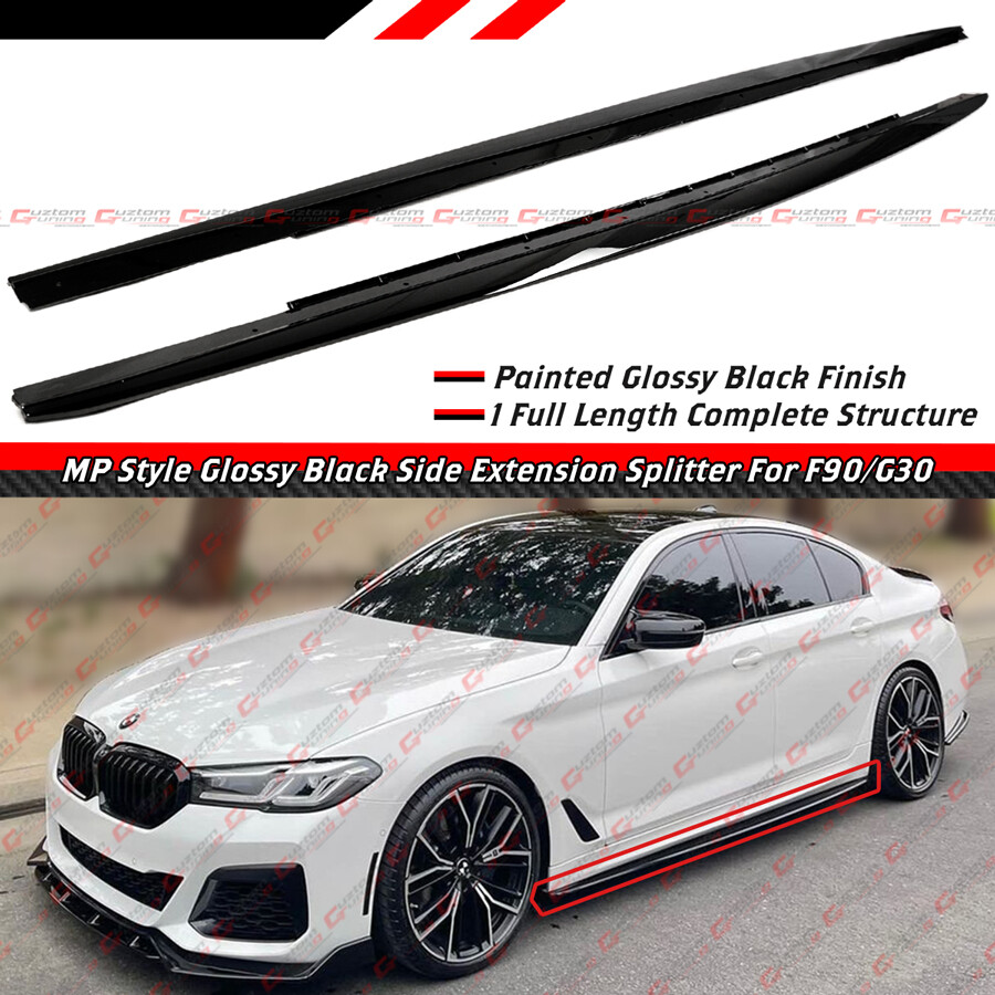 For 2017-2023 BMW F90 M5 G30 530i 540i MP Style Gloss Black Side Skirt Extension