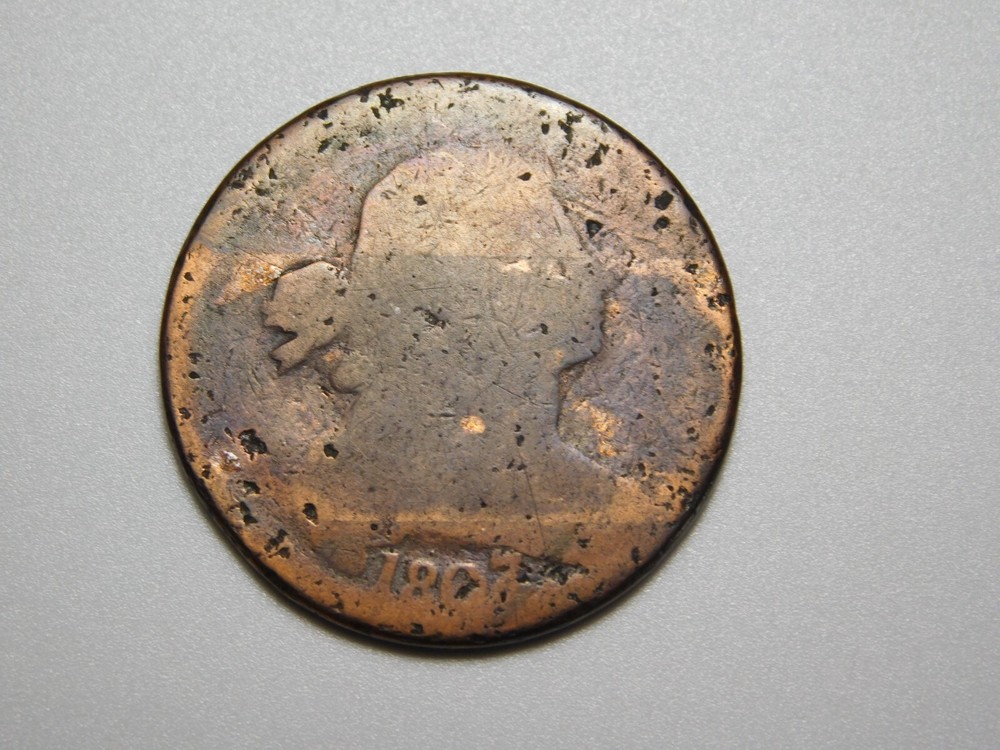 OLD  US  COPPER COINS  1807  DRAPED BUST  LARGE CENT
