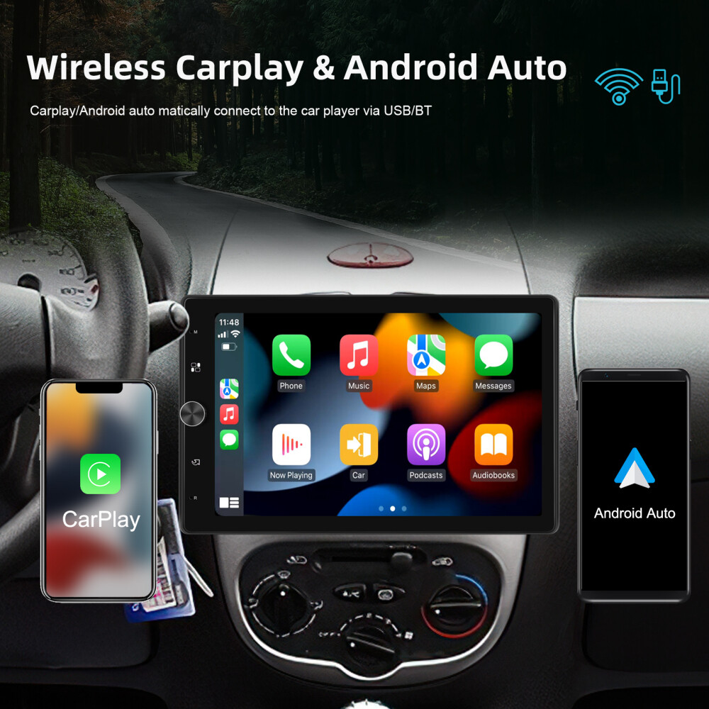 10.4" 1 DIN Car Stereo Radio Carplay Android Auto Vertical Screen GPS + Camera