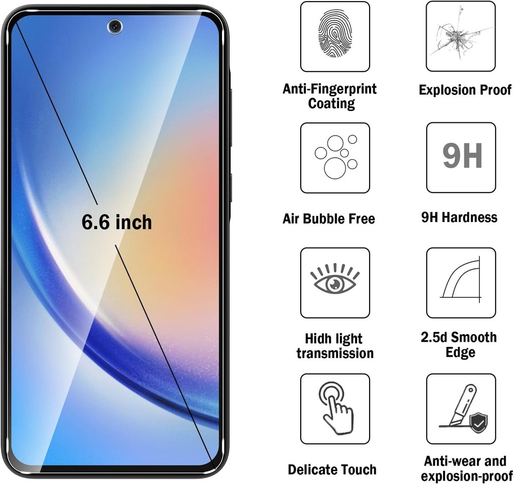 2Pack Tempered Glass Screen Protector for Samsung Galaxy A35 5G