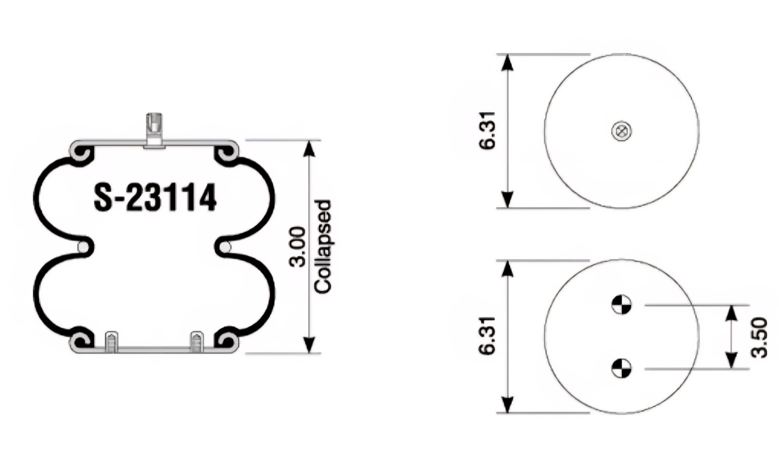 2- Hendrickson 23114-40 Double Convoluted Air Spring Suspension Bag W01-455-8148