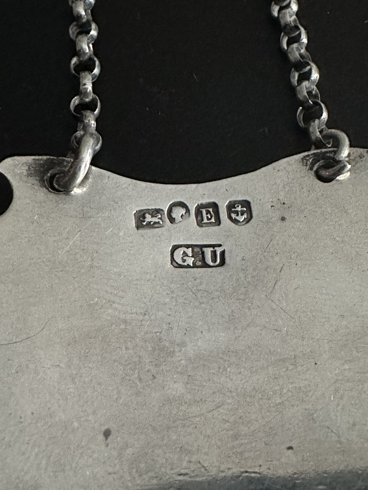 Victorian Solid Silver Brandy Decanter Label Wine Label George Unite 1853