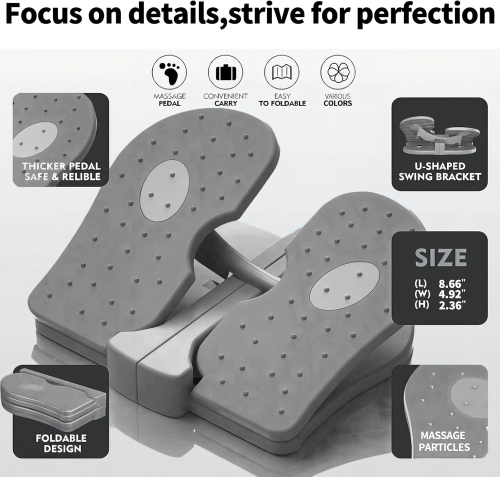 Mini Foldable Leg Exerciser Portable Foot Pedal Exercise Machine under Desk Step