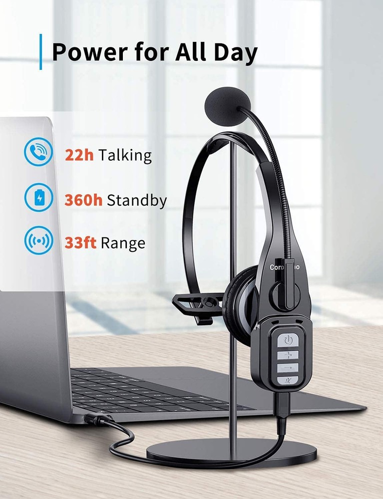 Conambo Trucker Bluetooth Headset 5.0 with Microphone Noise Cancelling Wireless