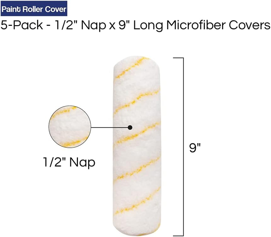 - Paint Roller Covers - 1/2 X 9 Inch Microfiber 5 Pack