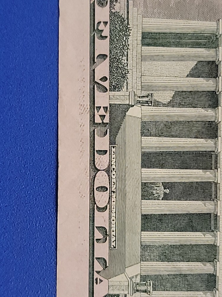 $FIVE DOLLAR BILL Trinary Repeater Fancy Serial Number with bleed through error!