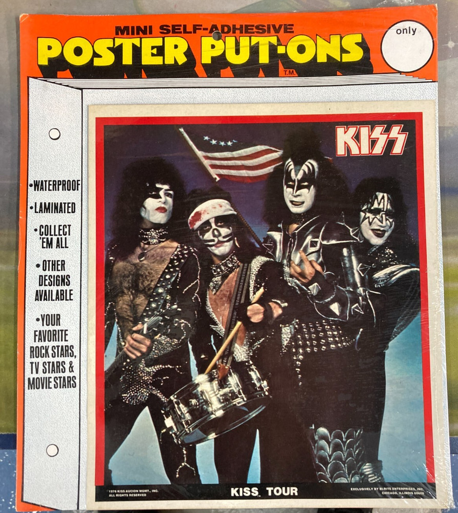 KISS Poster Put Ons Love Gun & Tour Stickers Sealed Aucoin Era