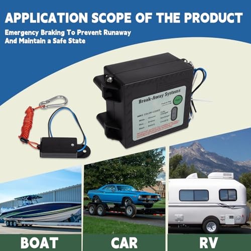Trailer Brakes Breakaway Kit Side Mount Controller System with Switch, LED