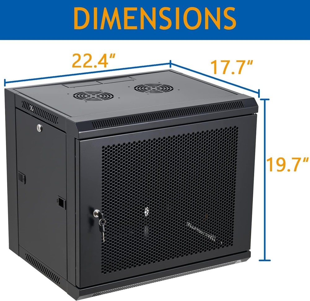9U Wall Mount Server Cabinet - Secure Locking Network Rack, Heavy Duty Design
