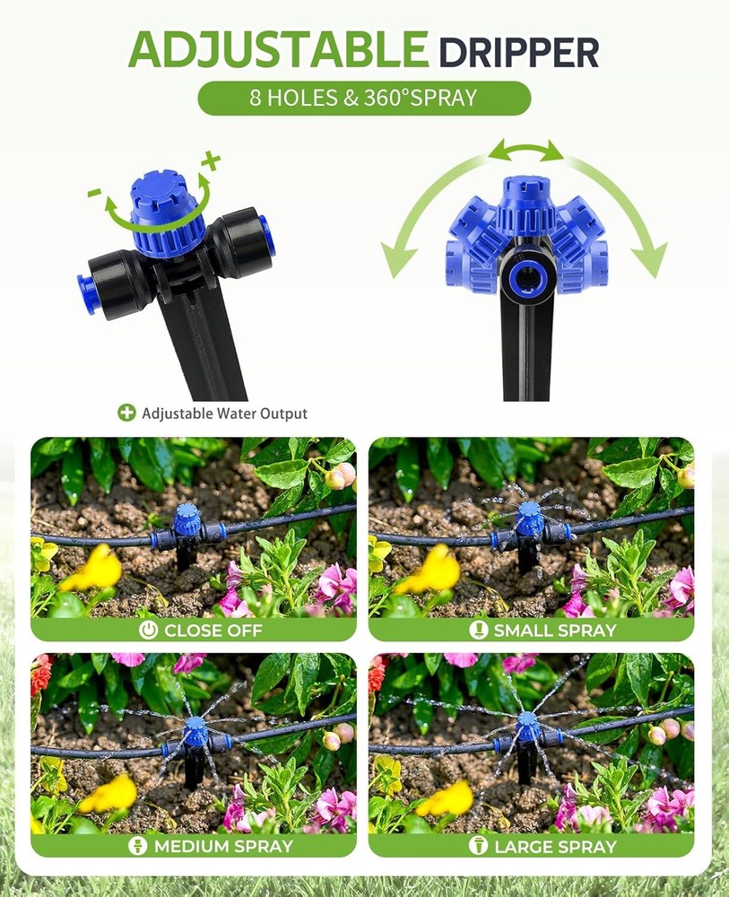 HIRALIY 50FT Drip Irrigation Kit Quick Connector Automatic Watering System