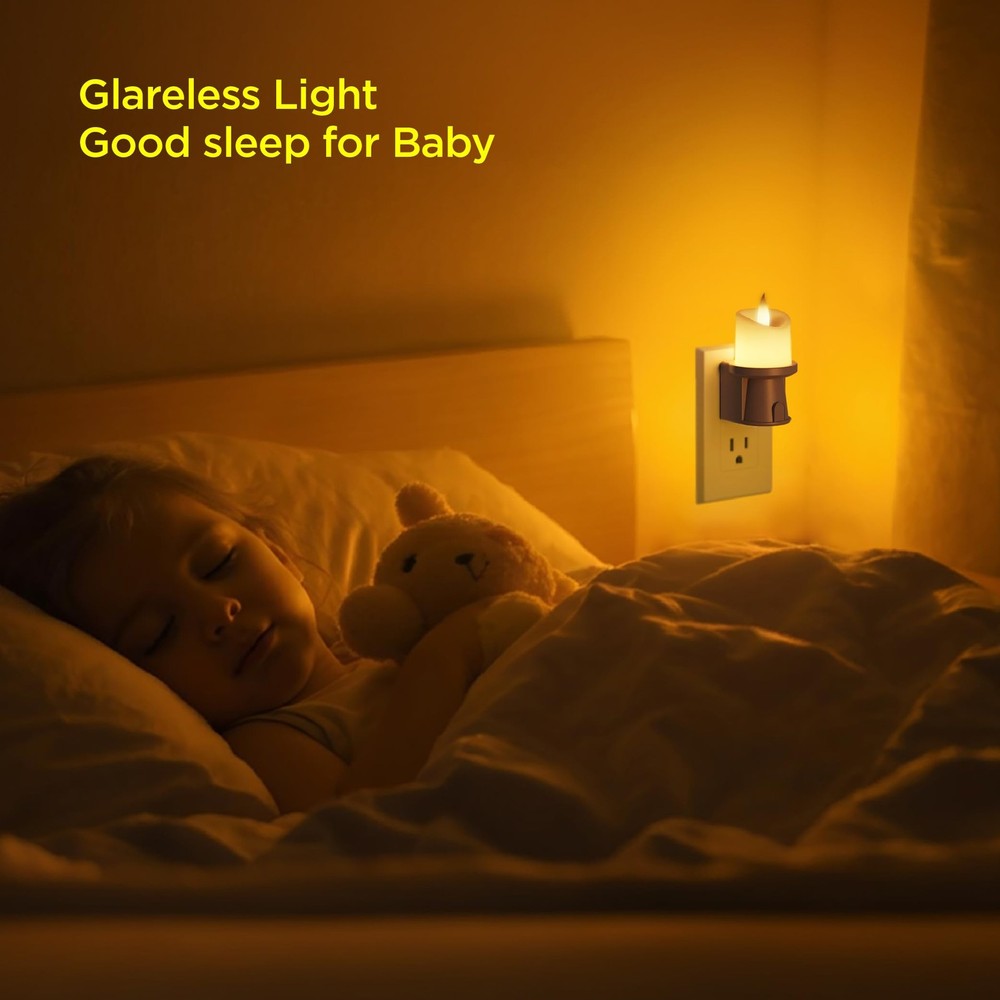 2 Pack Plug In Night Light Dusk to Dawn Sensor Remote Timer Bronze