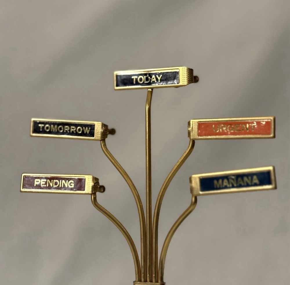 Brass & Marble Desk Clip Note Holder