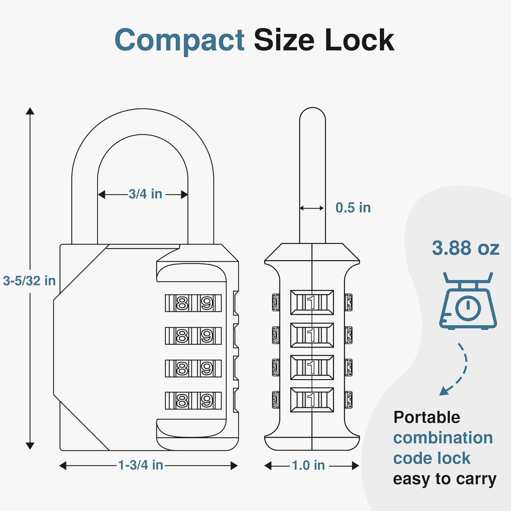 Combination Lock 10 Pack 4 Digit Waterproof Locker Locks Secure Outdoor Padlock
