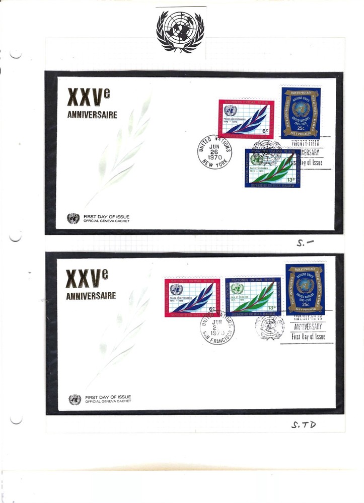 1970 25th ANNIVERSARY FDC's (Singles/SS/MIB's/4) - MNH (BIN 1)