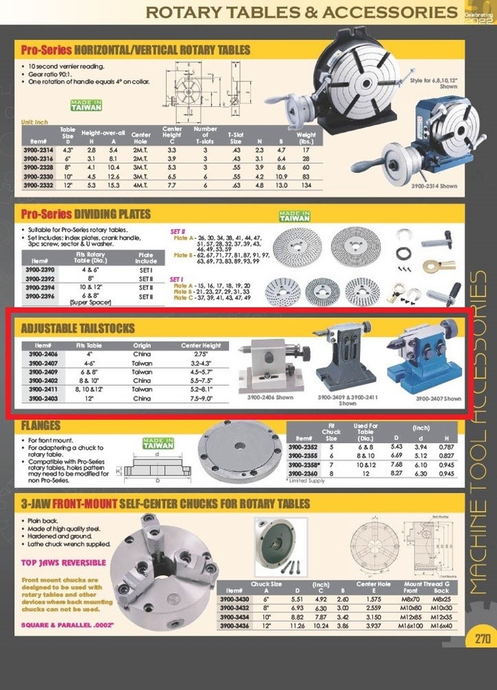 VERTEX ADJUSTABLE TAILSTOCK (3900-2409)
