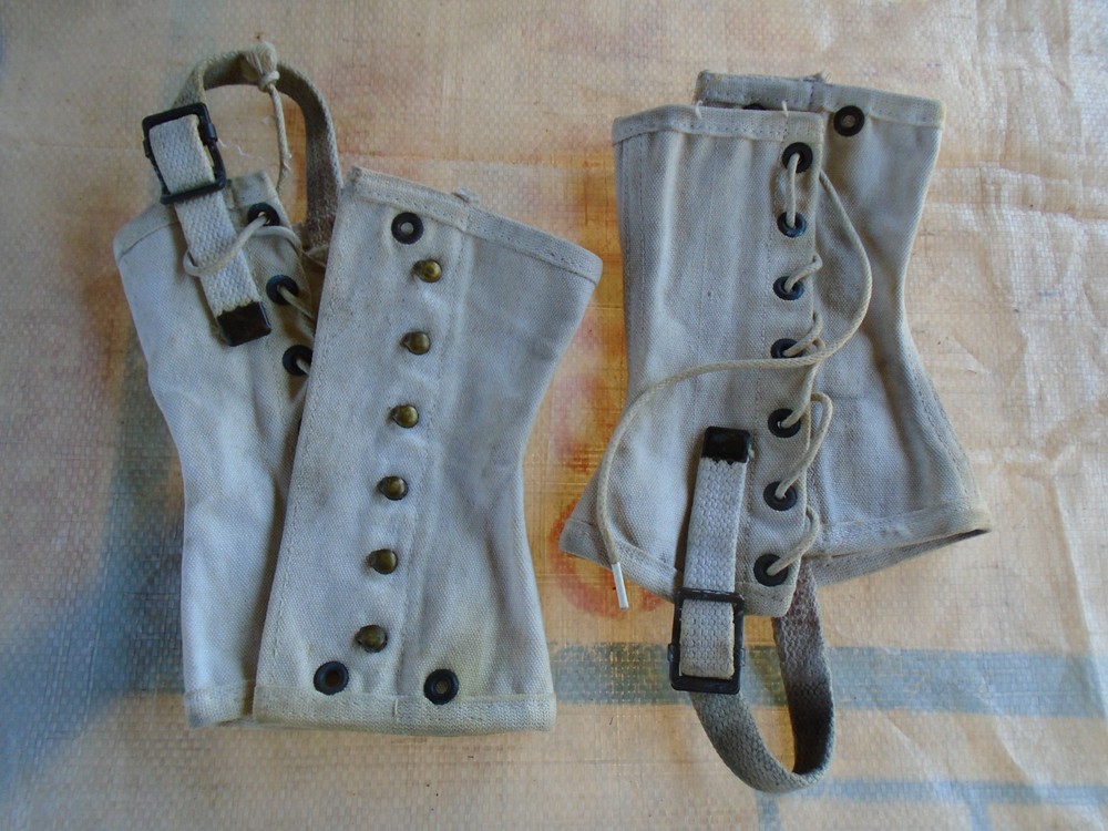 WWII Size Medium Spats Short Leggings US Army Canvas Military Boot Shoe GI