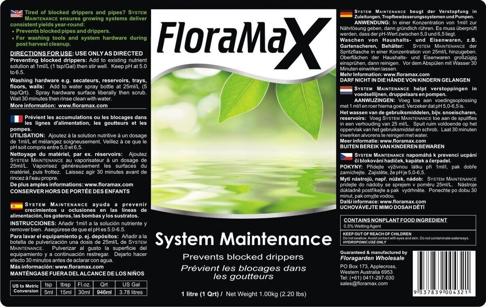 FloraMax System Maintenance