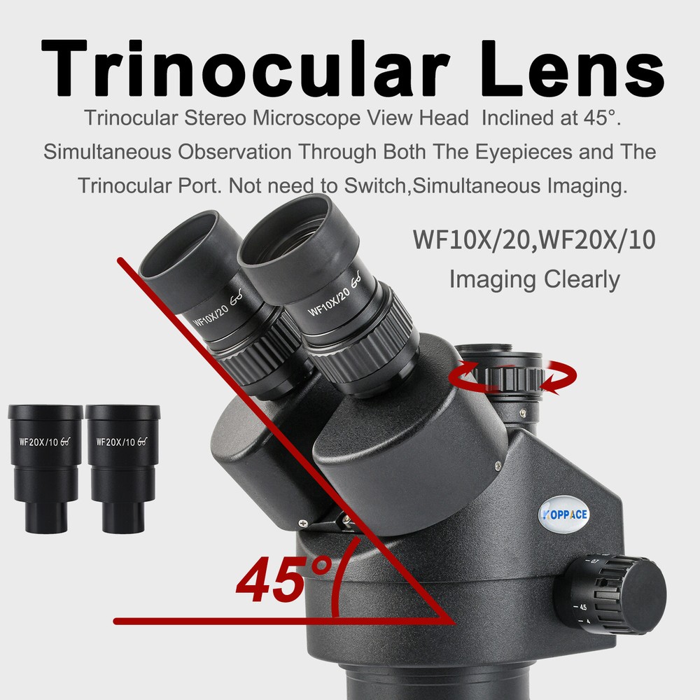 KOPPACE 3.5X-90X Black Large Platform Stereo Microscope 144 LED Ring Light