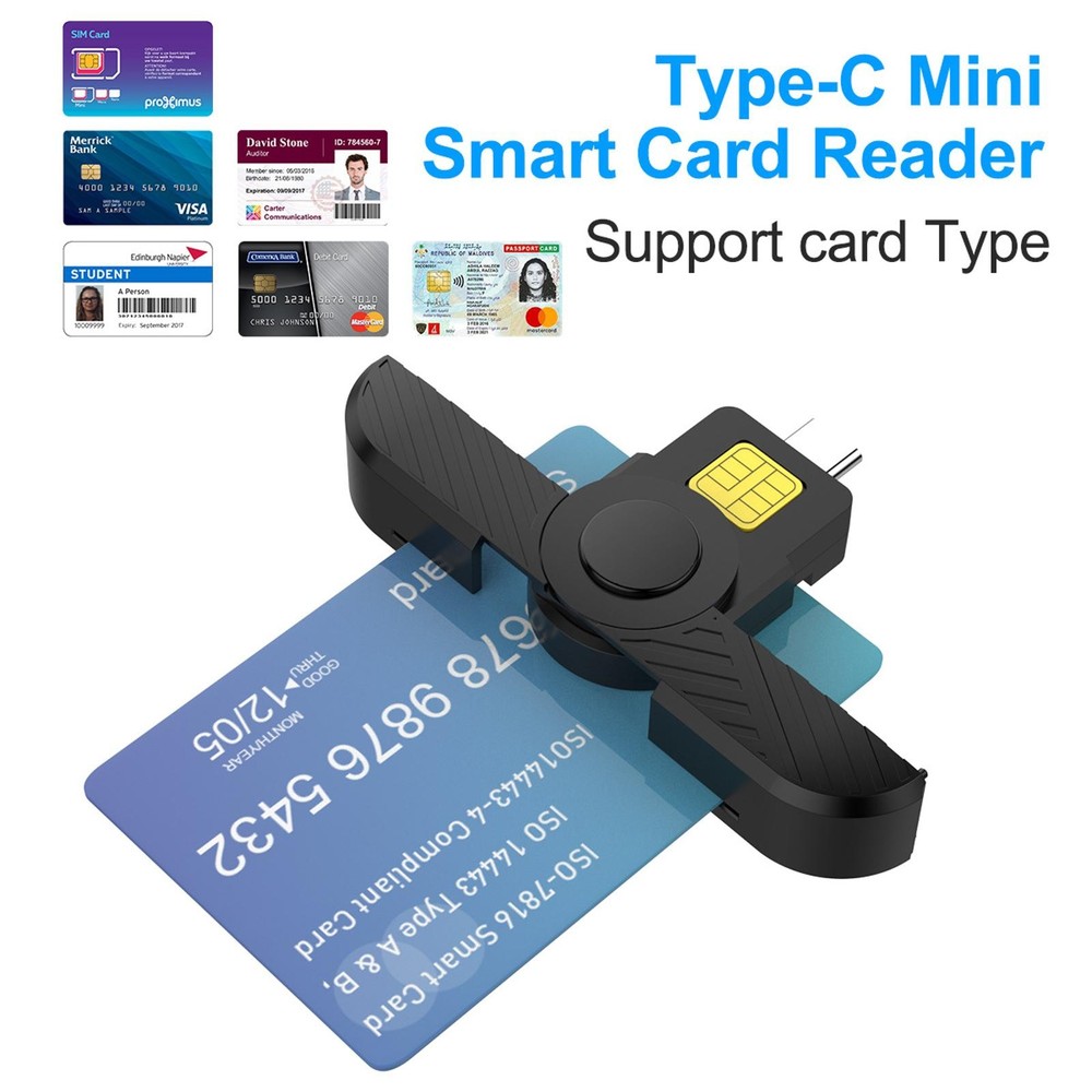 Foldable DOD Type C Common Access CAC Smart SIM Card/IC Bank Chip Card Reader e