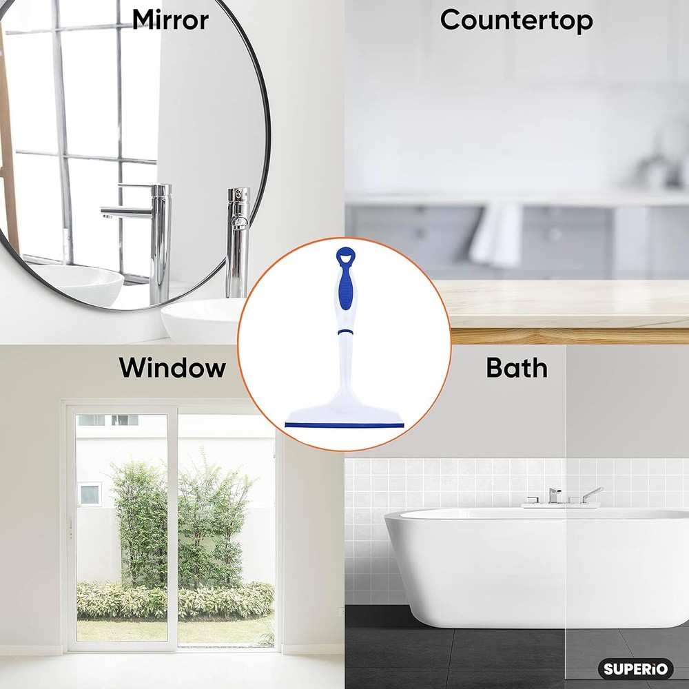 Superio 6" Window Rubber Squeegee with Hanging Loop, 3 Pack, Multicolor