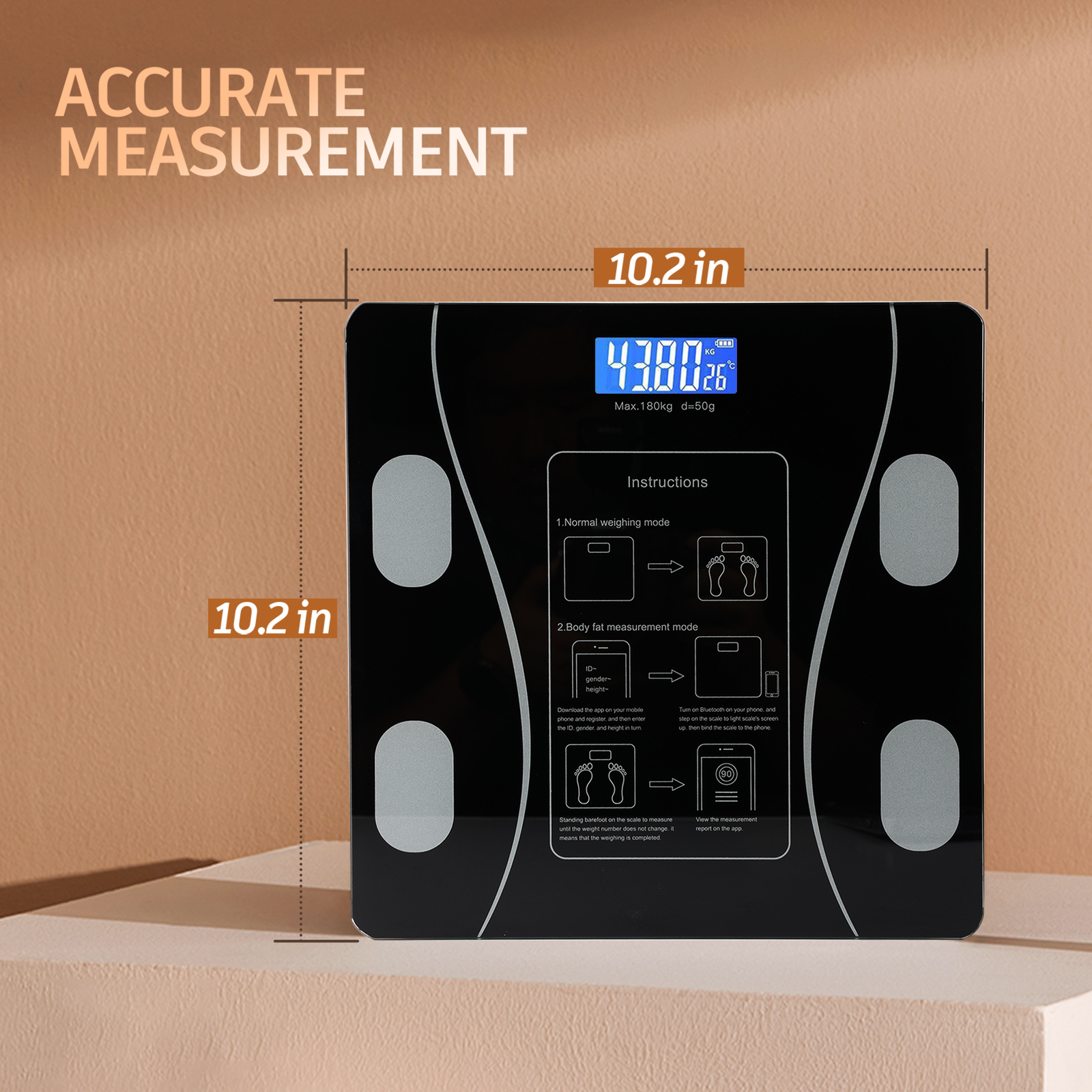 Digital Body Weight Scale Backlit Display High Precision Bluetooth BathroomScale