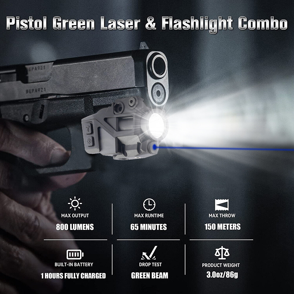 Green Red Blue Laser Sight 500lm Flashlight Combo For Glock 17 19 Taurus G2C G3C