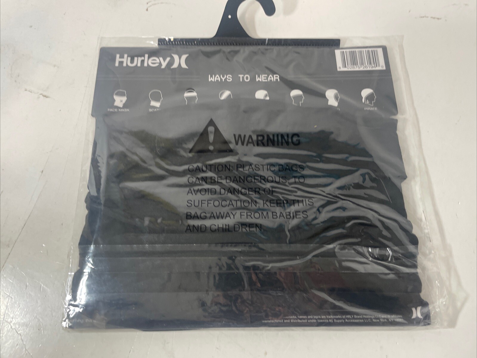 Hurley Lightweight Neck Gaiter Face Mask One Size Black NEW Multi-Functional