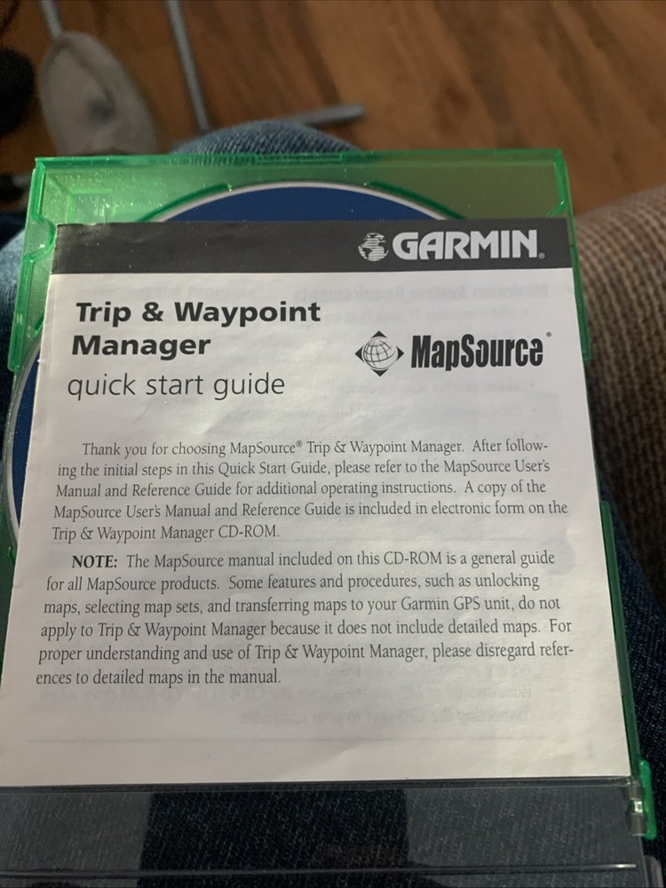 Garmin MapSource * Trip + Waypoint Manager CD v2.01